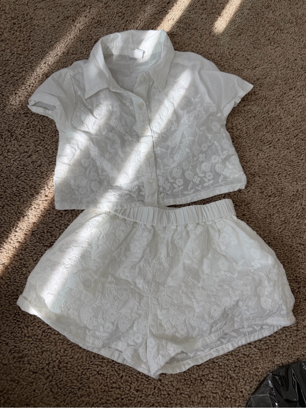 Gap White Embroidered Two-Piece Top & Shorts Set